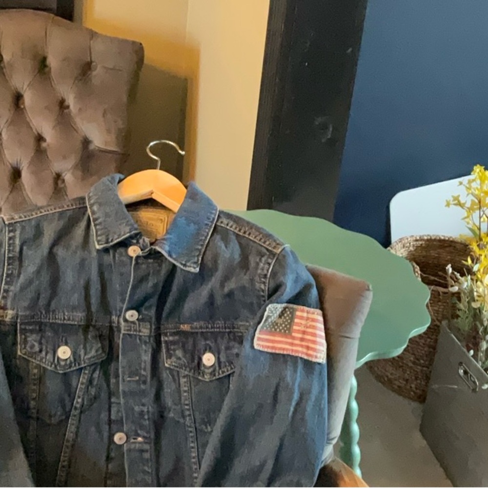 Ralph Lauren Blue Denim Jacket with American Flag Accent